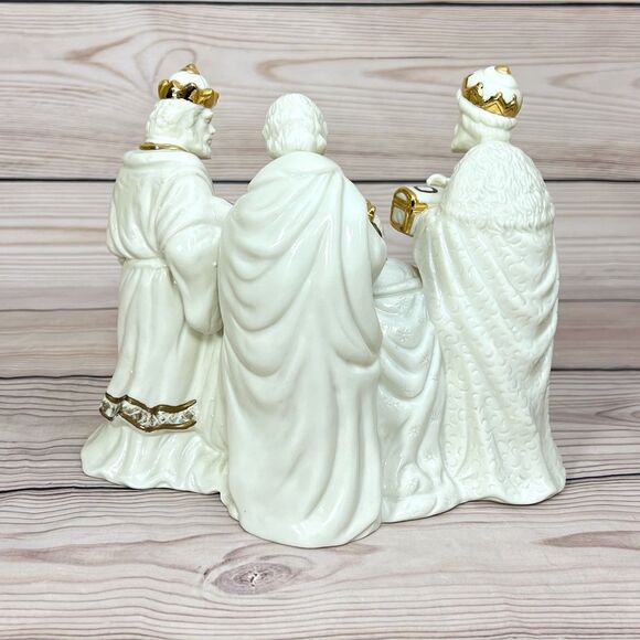 VTG Enesco Porcelain Nativity Scene Light Lamp White/Gold Christmas Holy Family - Picture 5 of 12